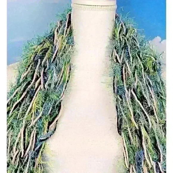 MULTI COLOR Infinity Scarf HANDMADE Open Weave FUZZY YARN Shoulder Neck Cover - Picture 9 of 11